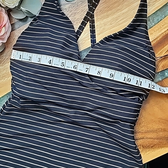 CALIA by Carrie Underwood Wrap Front Tankini Peyote/Pure Black Stripe | XS - Picture 6 of 6
